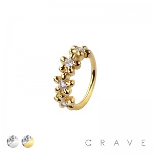 CZ MULTI FLOWER 316L SURGICAL STEEL HOOP NOSE RING